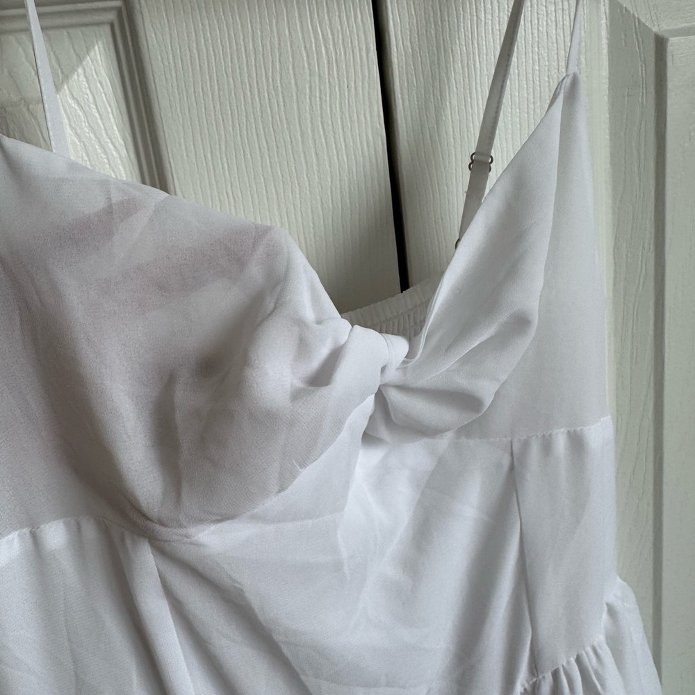 White Ruffled Mini Dress - Picture 6 of 6